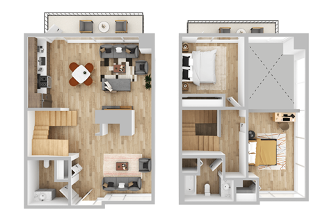 Floor plan for 2 beds, 2 baths, 1255 sqft